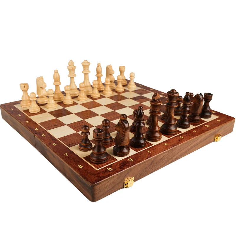 Magnetic Wooden Chess Set for Adults Kids 15'' Chess Board with Handmade Pieces, Folding Portable Travel Unique Chess Sets Game for Tournament Professional Beginner