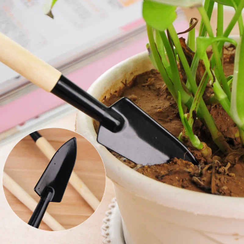 3 Pcs Small Garden Tools for Gardening – Planting Tools Set with Small Garden Shovel Hand, Ergonomic Hand Rake, Rustproof & Solid Wood Handle – Shovels for Digging & Indoor Plant Care