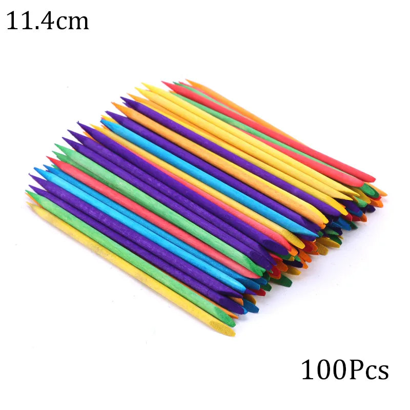 Orange Wood Nail Sticks Double Sided Multi Functional Cuticle Pusher Manicure Pedicure Tool for Manicure Pedicure