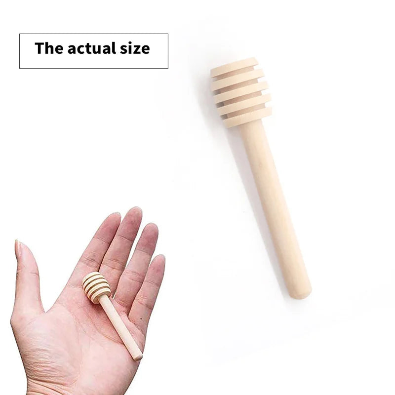 Honey Mixing Stirrer, 6.3 Inches Wooden Honey Dipper, Smooth Honey Comb Stick, Honey Spoon Collecting Dispensing Drizzling Jam (Round Handle)