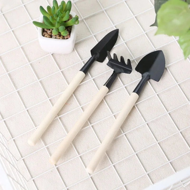 3 Pcs Small Garden Tools for Gardening – Planting Tools Set with Small Garden Shovel Hand, Ergonomic Hand Rake, Rustproof & Solid Wood Handle – Shovels for Digging & Indoor Plant Care