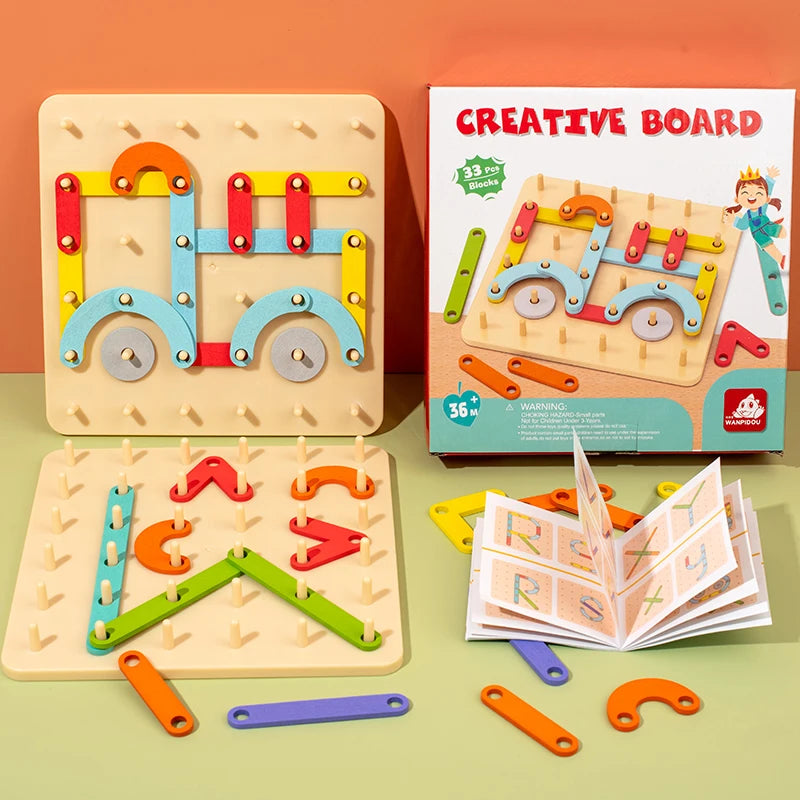 Munyee Hua Wooden Geometric Shapes Puzzle Board, Montessori Educational Toys for Early Childhood，3 Year Old+