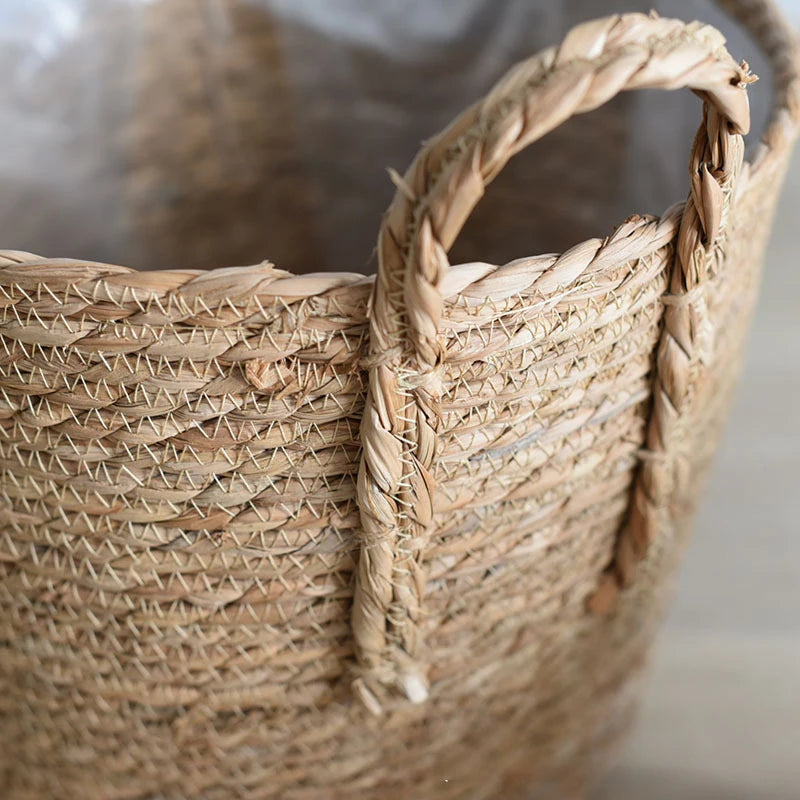 Plant Basket, Plant Baskets Indoor with Plastic Liner, Water Hyacinth Woven Planters Flower Basket, Planter Basket for Rustic Boho Home Farmhouse Floor Potted Pots Decor