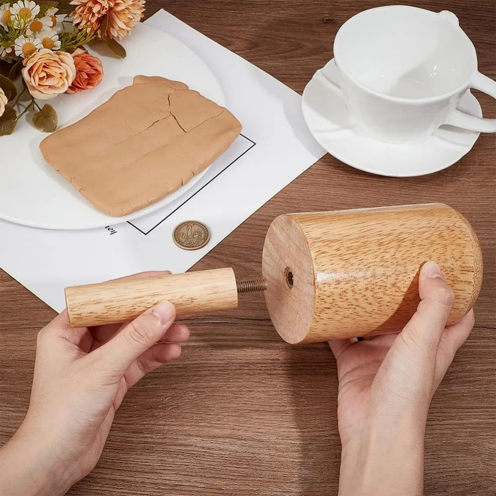 8.6x3.1 inch Cup Pottery Molds, Burlywood Wood Pottery Tools with Handle Pottery Matrixs Set with Coated for Clay Pottery Rib Wooden Shaping Porcelain Cup