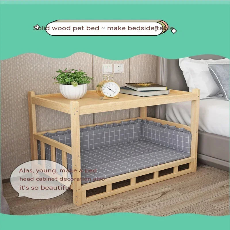 Solid Wood Material Dog Kennel Dog Bed Smooth Polished Teddy Dog Kennel Golden Retriever Detachable Pet Bed Solid Wood Cat Kenne