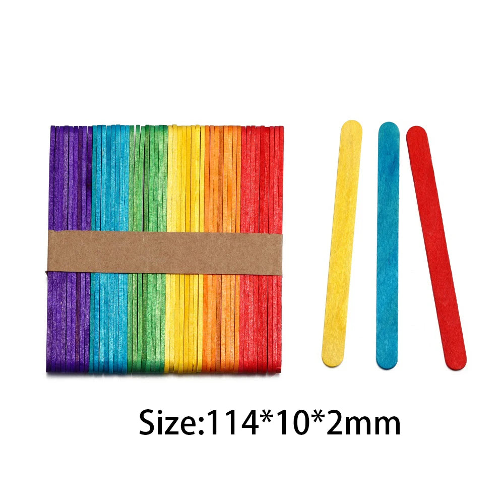 Popsicle Stick Premium Quality 50/100/150pcs - Craft Supplies Sticks - Bulk Popsicle Mixed Sizes Assorted Multi Mini Large Wood Strips - Craft for Kids