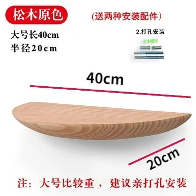 Semicircle Wooden Wall Shelf Background Wall Hanging Projector Display Stand Suspension Home Decoration Storage Organization