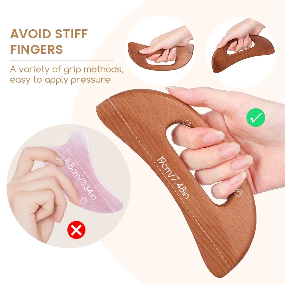 enttgo Body Gua Sha Tool Wooden Lymphatic Drainage Tool,Guasha Massage Tools for Anti Cellulite and Relieve Muscle Fatigue,Wood Therapy Massage Tools for Neck Back Face Leg Facial