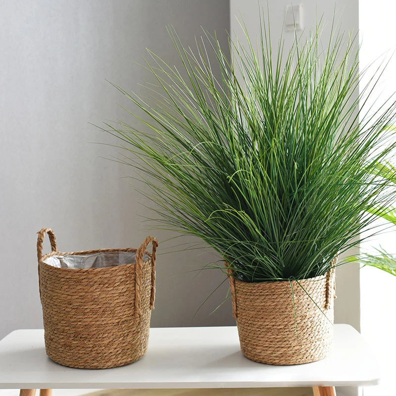 Plant Basket, Plant Baskets Indoor with Plastic Liner, Water Hyacinth Woven Planters Flower Basket, Planter Basket for Rustic Boho Home Farmhouse Floor Potted Pots Decor