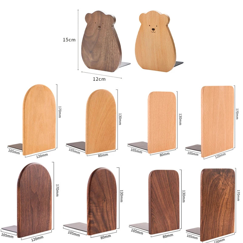 Natural Bamboo Bookend Large Capacity Office Book Ends Anti Slip Book Stand Holder Bookshelf Ends for Home Office Library School Study Decoration