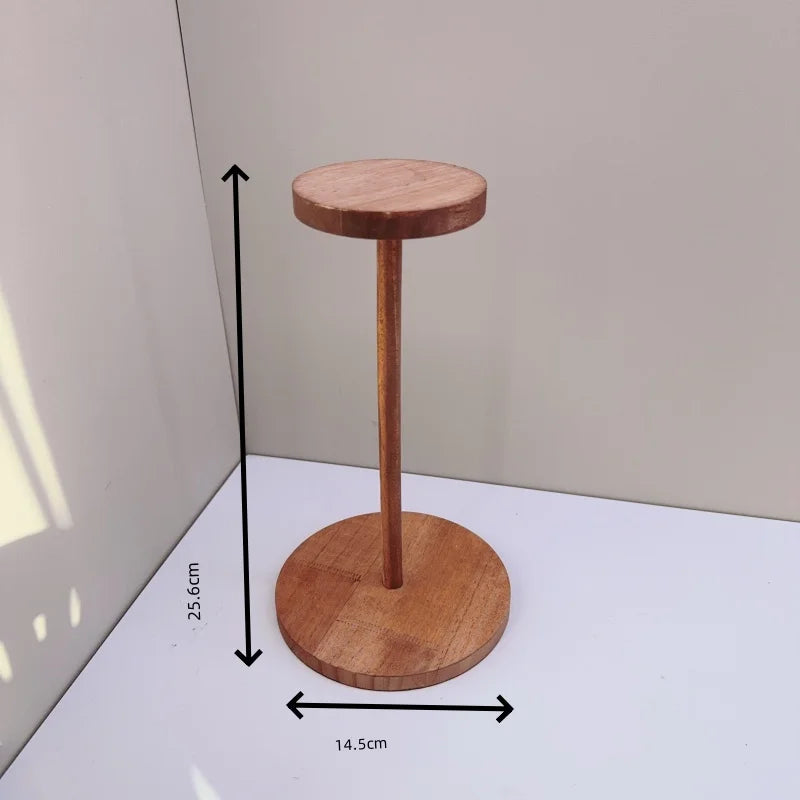 Hat Display Stand Rustic Wood Hat Rack Holder Stand Vintage Wig Holder Jewelry Display Riser Helmet Organizer Storage for Home