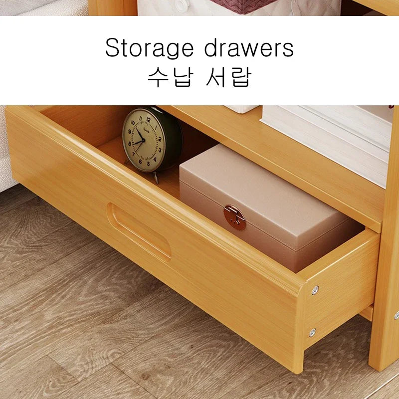 Rattan Nightstand, Boho Side Table with Drawer Open Shelf, Cane Accent Bedside End Table with Solid Wood Legs for Bedroom, Dorm and Small Spaces