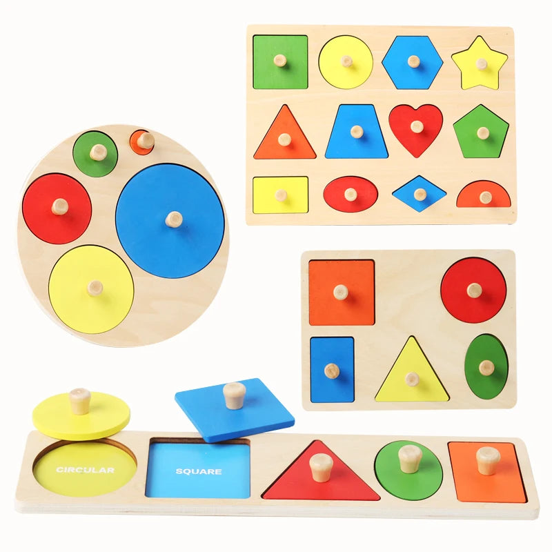 Toddler Wooden Preschool Learning Shape Peg Puzzle Board Toys
