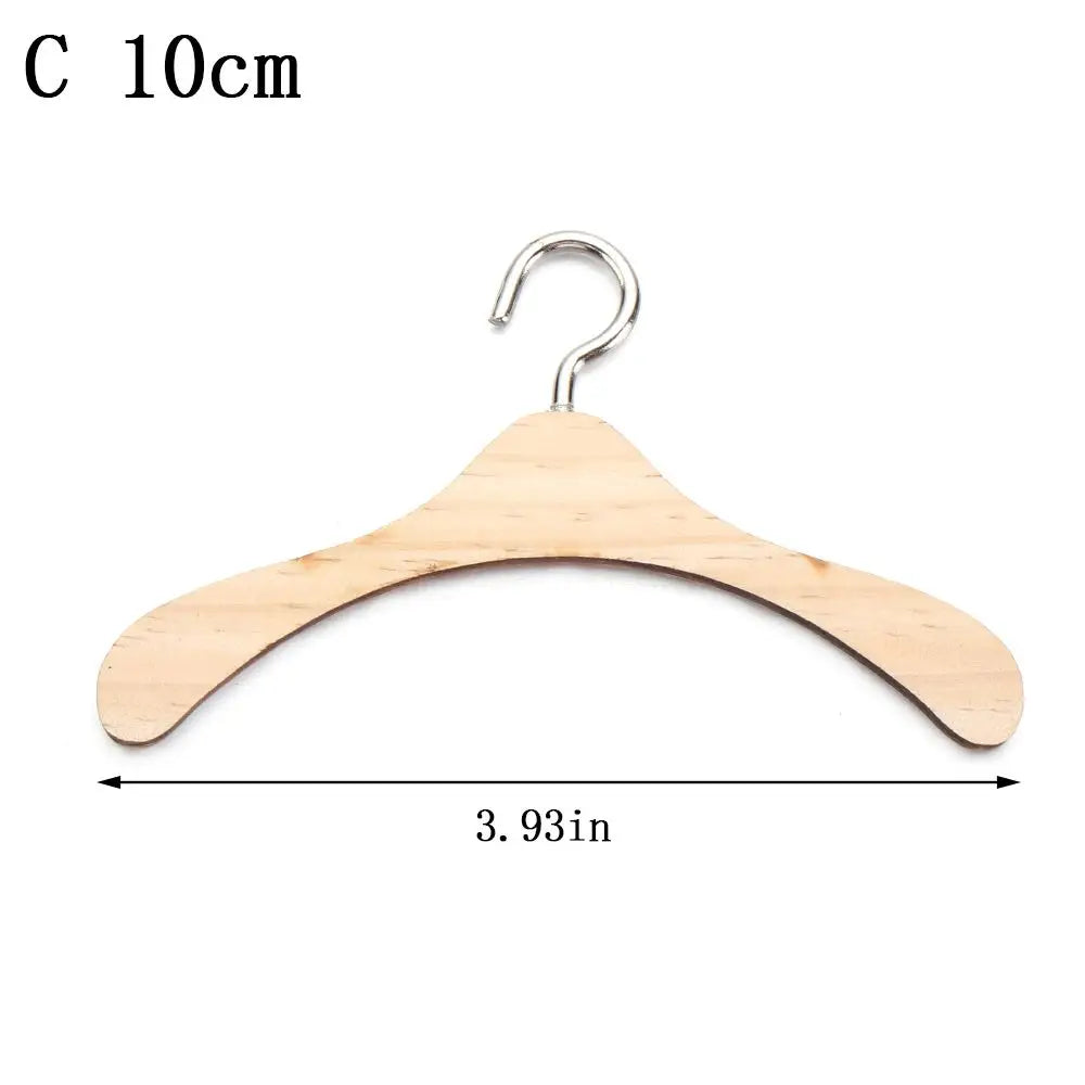 Doll Garment Rack with Wooden Clothes Hanger for 18 Inch Girl Doll Clothes Mini Hangers Wardrobe Furniture Accessories for Dollhouse Baby Shower Supplies (Wood)
