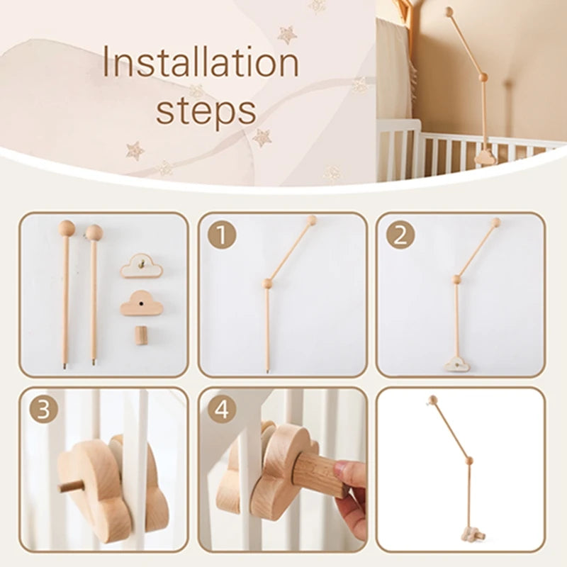 Baby Crib Mobile Arm,HBM Wooden Mobile Arm for Crib Mobile Hanger for Crib Baby Girl Nursery Decor