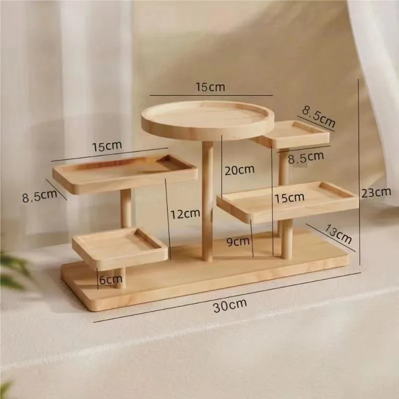 Solid Wood Stall Display Stand Creative Wood Jewelry Ornaments Display Table Ins Style Display Multi-layer Storage Rack