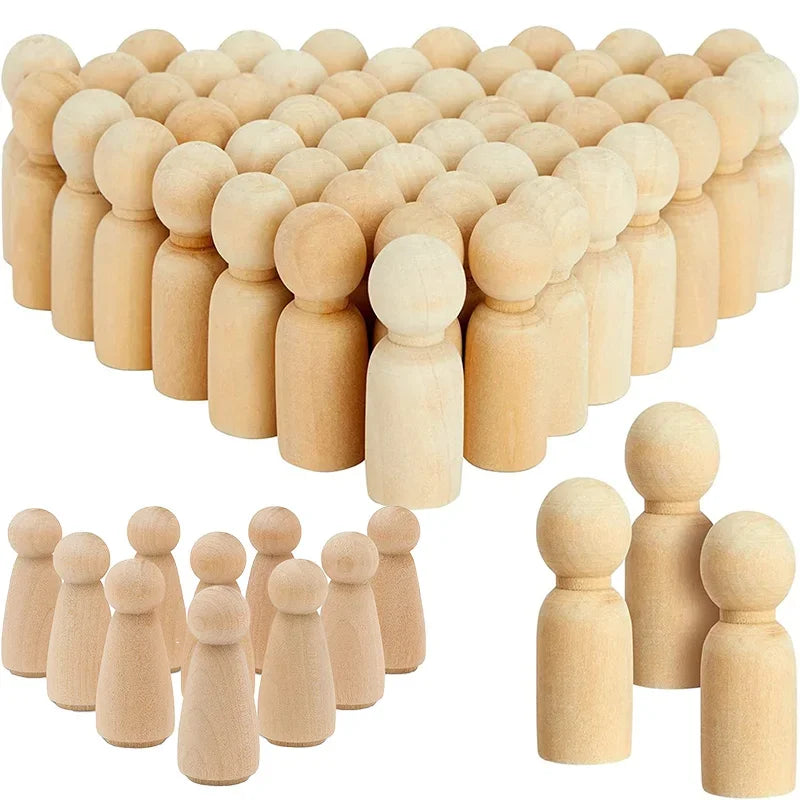 10pcs Wooden Peg Dolls, Unfinished Wooden Male People Shape Nature Plain Wood Body Dolls for Art Craft Projects DIY, Men Pattern