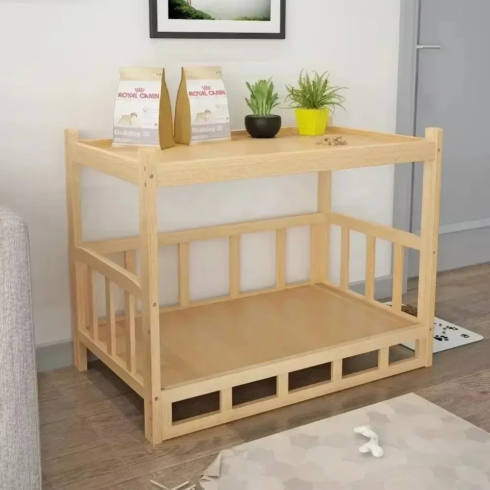 Solid Wood Material Dog Kennel Dog Bed Smooth Polished Teddy Dog Kennel Golden Retriever Detachable Pet Bed Solid Wood Cat Kenne
