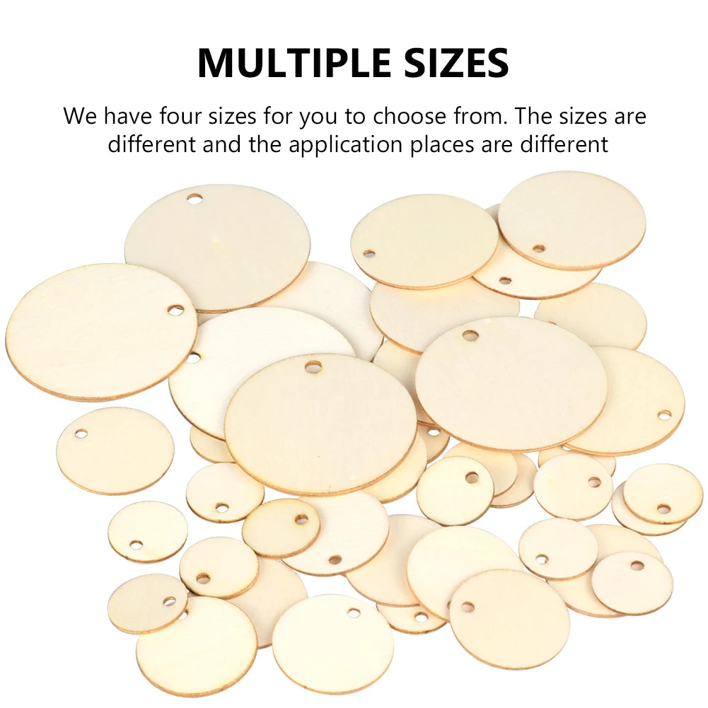 20/30/40/50mm 4 inch Rounds Wooden Tags Unfinished Wooden Round Circles with Holes, Blank Wood Discs Cutouts Wood Circles Ornaments Hanging Tags for DIY Crafts, Party, Christmas, Home Decorations
