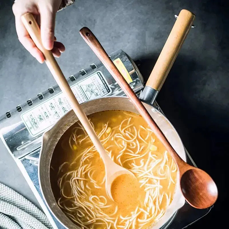 1PC 13 Inch Long Handle Wooden Cooking Spoons, Long Stirring Spoons Mixing Spoon Soup Mixing Kitchen Tools Wooden Utensils