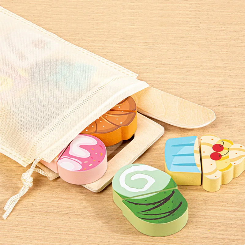 Wooden Play Food for Kids Kitchen Cutting Fruits Toys for Toddlers Pretend Vegetables Gift for Boys Girls Educational Toys