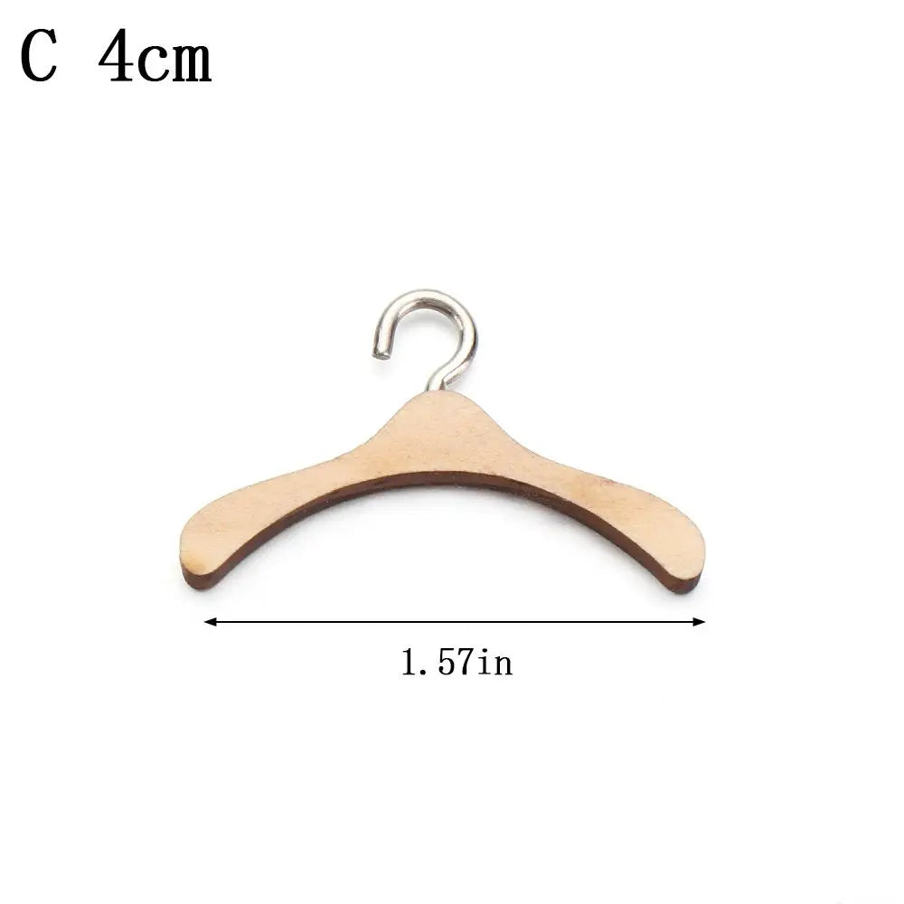 Doll Garment Rack with Wooden Clothes Hanger for 18 Inch Girl Doll Clothes Mini Hangers Wardrobe Furniture Accessories for Dollhouse Baby Shower Supplies (Wood)
