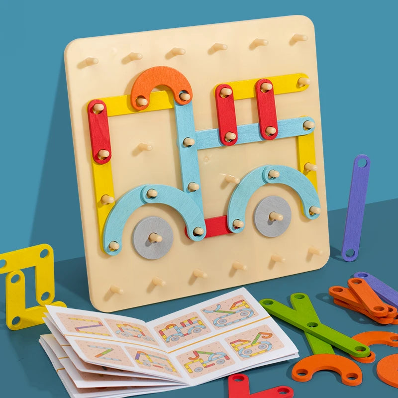 Munyee Hua Wooden Geometric Shapes Puzzle Board, Montessori Educational Toys for Early Childhood，3 Year Old+