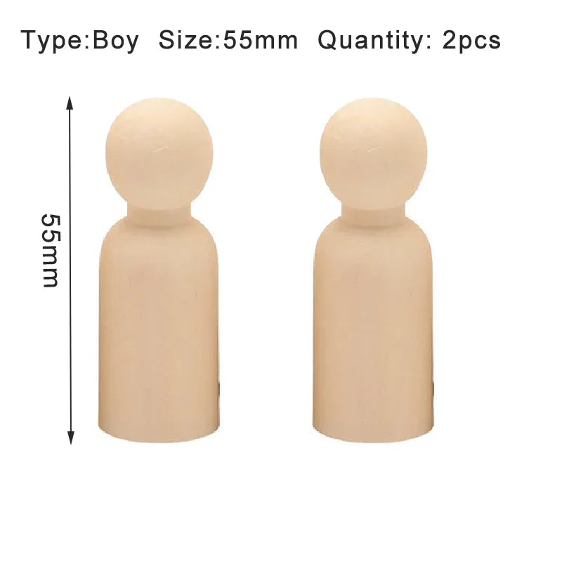 10pcs Wooden Peg Dolls, Unfinished Wooden Male People Shape Nature Plain Wood Body Dolls for Art Craft Projects DIY, Men Pattern