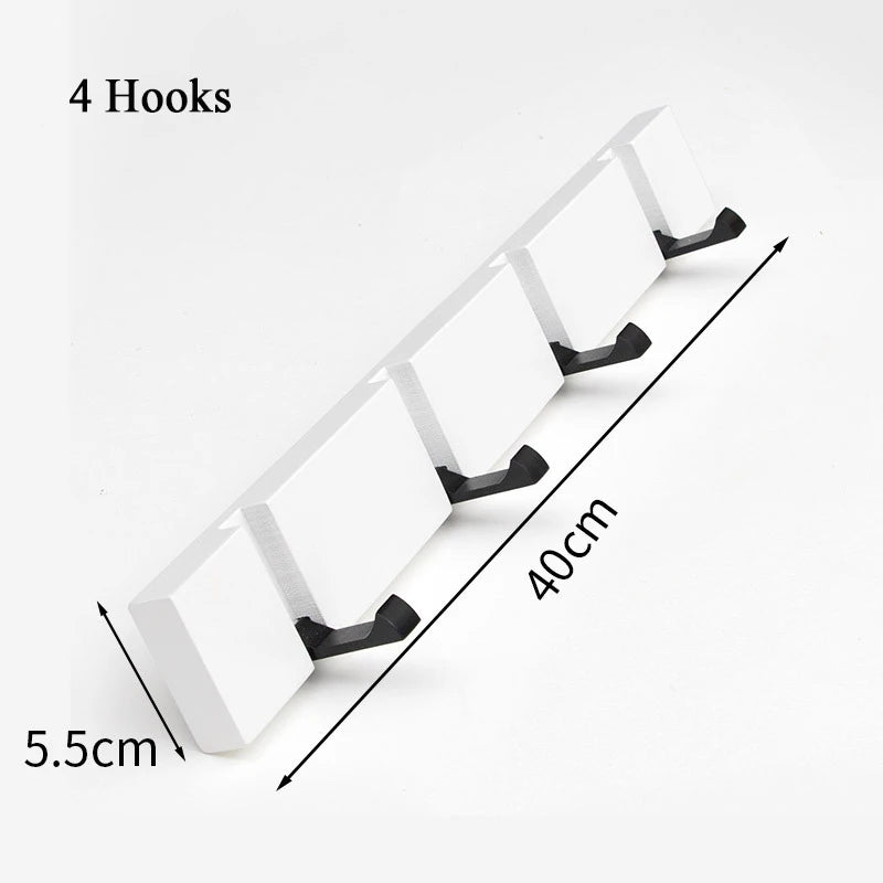 Wooden Wall Mounted Folding Rack, Modern Wall Floating Coat Hook Rack Space-Saving Coat Hanger for Coats, Hats, Scarves, Key