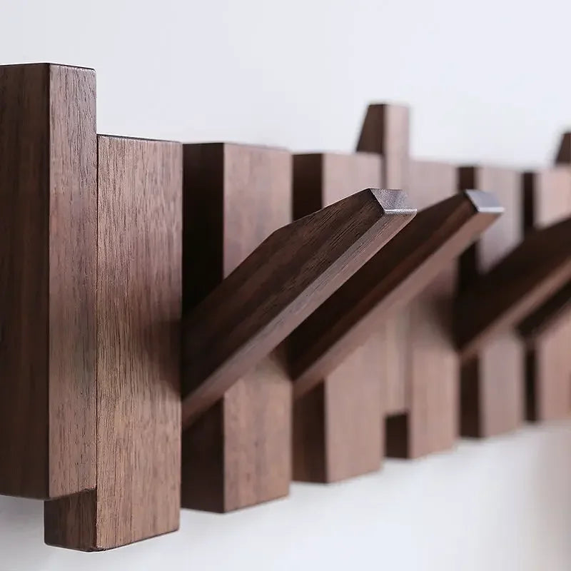 Natural Wood Wall Mounted Piano Coat Rack| Coat Rack Wall Mount| Flip Down Wall Hook Rack 5 Hooks| Entryway Wall Art Hook,Made of Acacia Wood (Wood Wax Oil Dyed Walnut Color).Wall Art