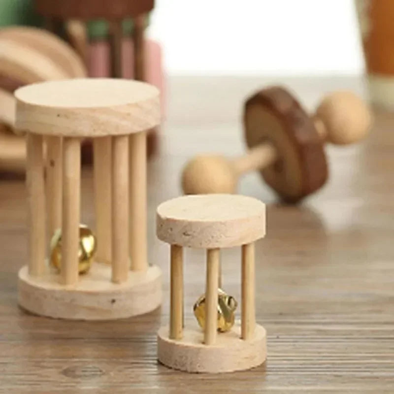 Hamster Toys Rat Toys Chinchilla Toys Hamster Chew Toys Cage Accessories Apple Wood Sticks Ladder Bell Roller for Gerbil Guinea Pigs and Other Small Animal
