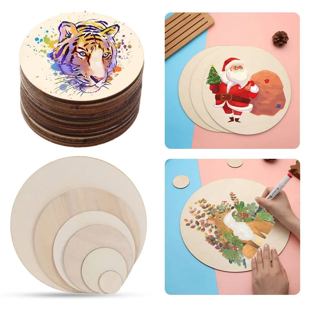 3/5/10pcs Wood Rounds Circles for Crafts, Unfinished Wood Circles Wood Sign Blank, Wooden Discs for DIY Crafts, Door Hangers and Christmas Decoration