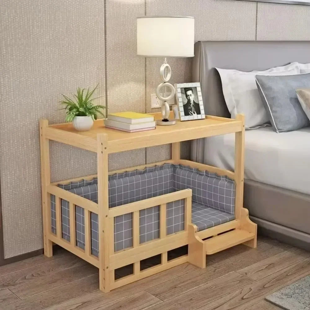 Solid Wood Material Dog Kennel Dog Bed Smooth Polished Teddy Dog Kennel Golden Retriever Detachable Pet Bed Solid Wood Cat Kenne