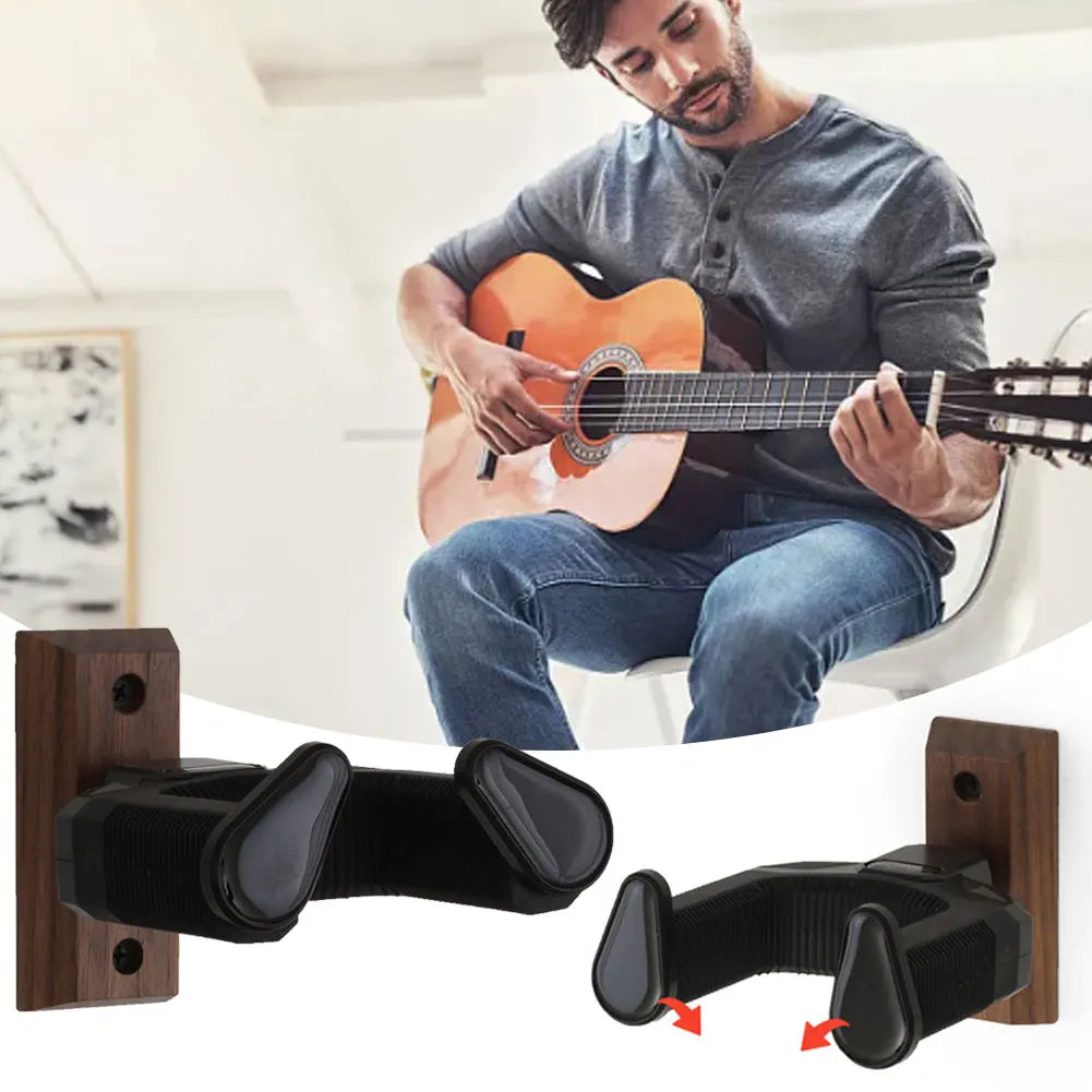 Guitar Wall Mount - Hanger Holder for Acoustic Electric Guitars Bass Ukulele - Solid Wood Wall Stand