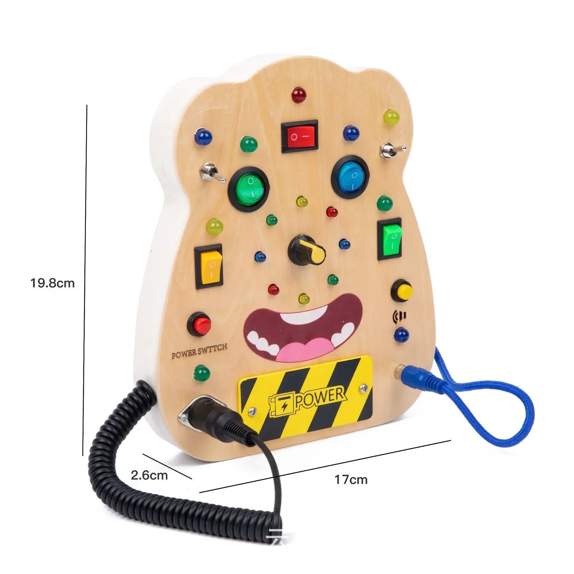 Busy Board Montessori Toys for Toddler, Wooden Sensory Board Switch Toy with Shape Sorter LED Light Up Toys Educational Plane Travel Activity for Girls & Boys