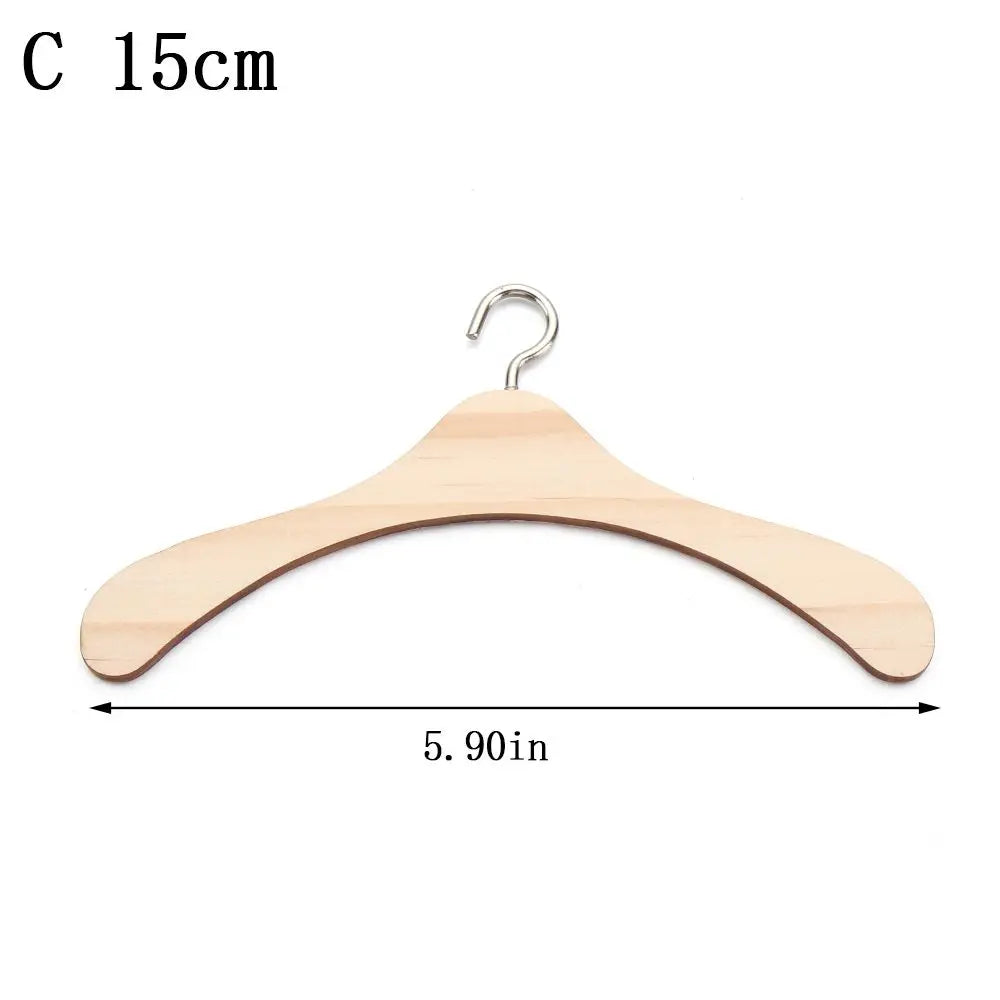 Doll Garment Rack with Wooden Clothes Hanger for 18 Inch Girl Doll Clothes Mini Hangers Wardrobe Furniture Accessories for Dollhouse Baby Shower Supplies (Wood)