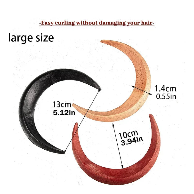 Moon Hair Fork Hairpin for Women 5.12'' Moon Stick Hand Carved Clip Thin Hair Accessories Wooden Barrettes Lightweight Styling Tool