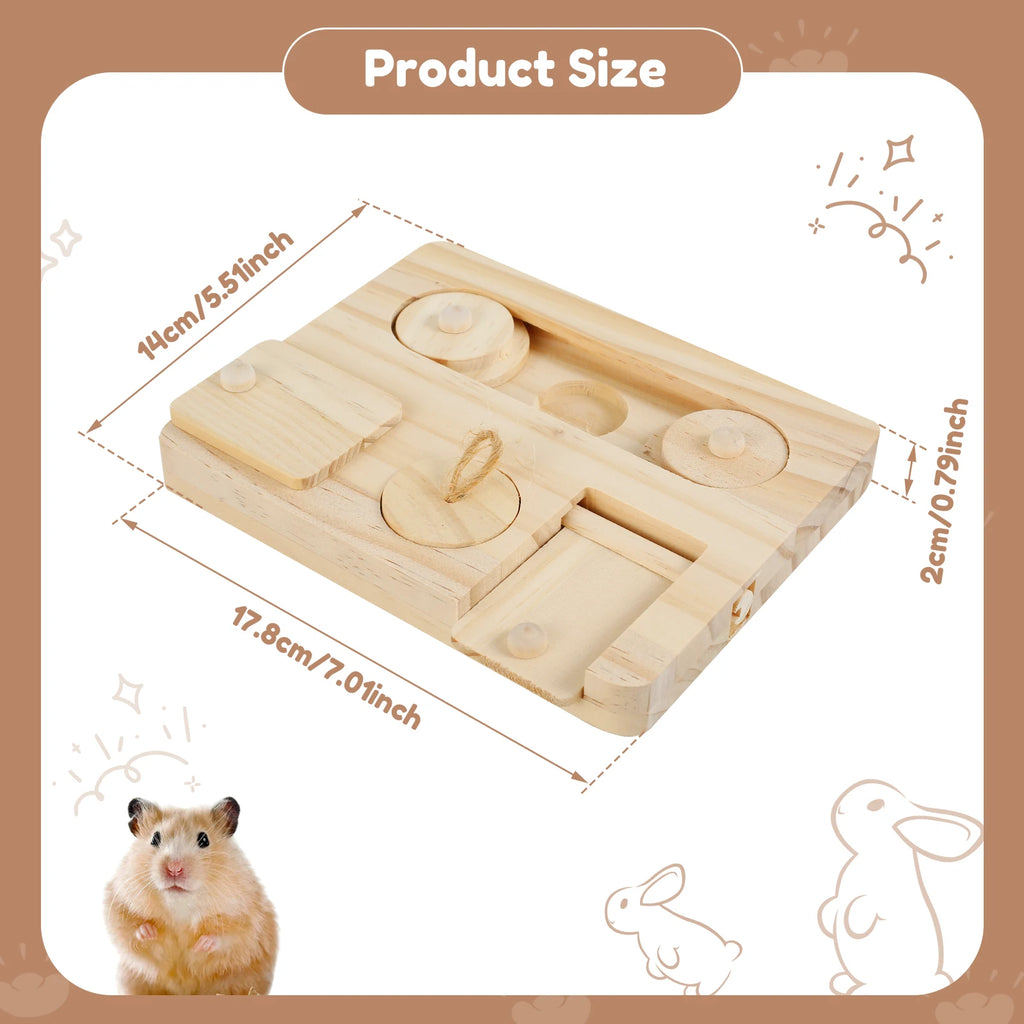 Guinea Pig Foraging Toys, 6 in 1 Hamsters Wooden Interactive Enrichment Toys, Treat Dispenser for Small Animal, for Rabbits, Bunny, Chinchillas, Rats and Gerbils