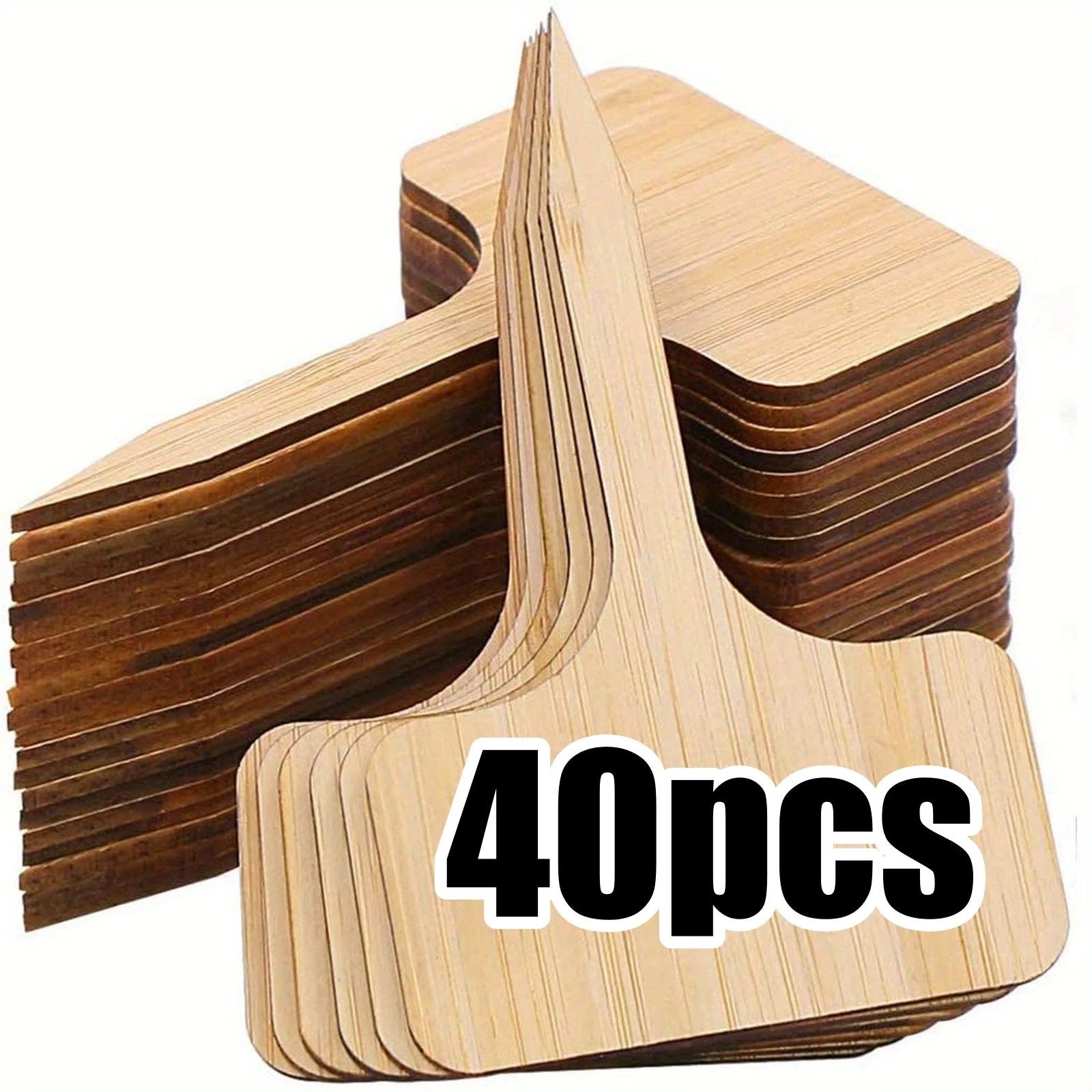 Wooden Plant Labels, Eco-Friendly T-Type Bamboo Plant Labels Tags Garden Plant Markers for Seed Potted Herbs Flowers Vegetables