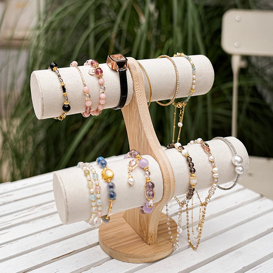 Two-layer/three-layer detachable bamboo bracelet rack home jewelry storage rack