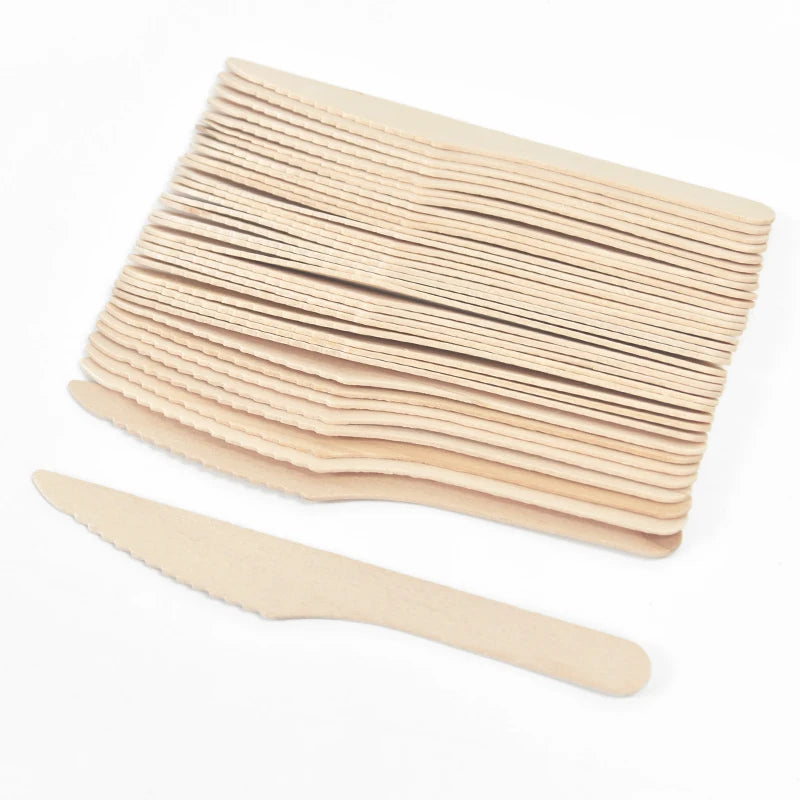100% Compostable Cutlery Set - Wooden Compostable Utensils - Disposable Wooden Cutlery, Eco Friendly Forks And Spoons Disposable Cutlery Set Party Utensils