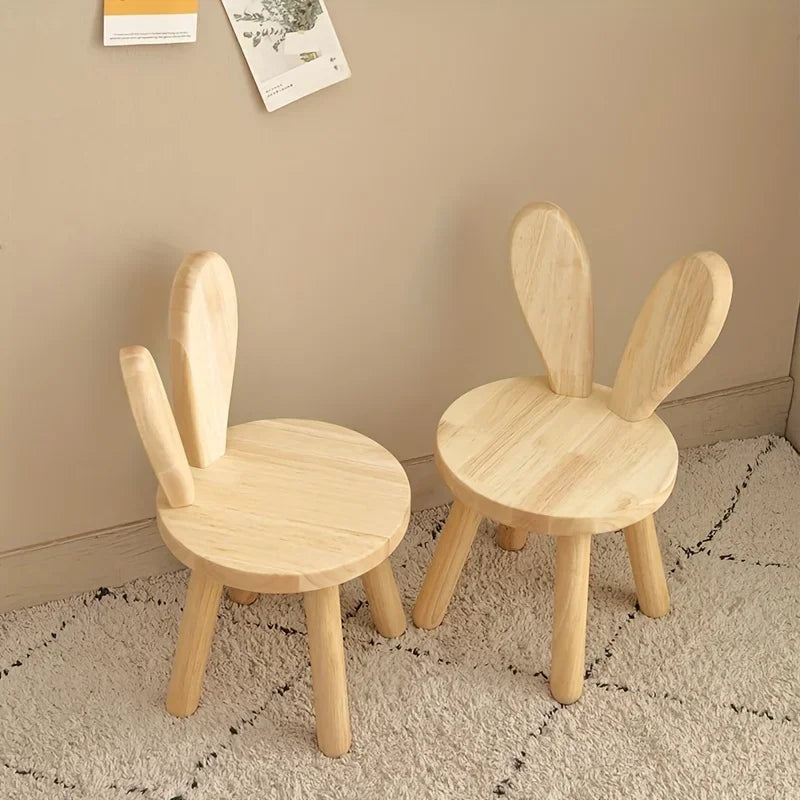 Wooden Step Stool Children Toddler Chair Kids Desk Chair with Non-Slip Foot Mat Wood Wax Oil Craft Sensory Table for Kids Playroom Classroom Boys Girls Age 2+