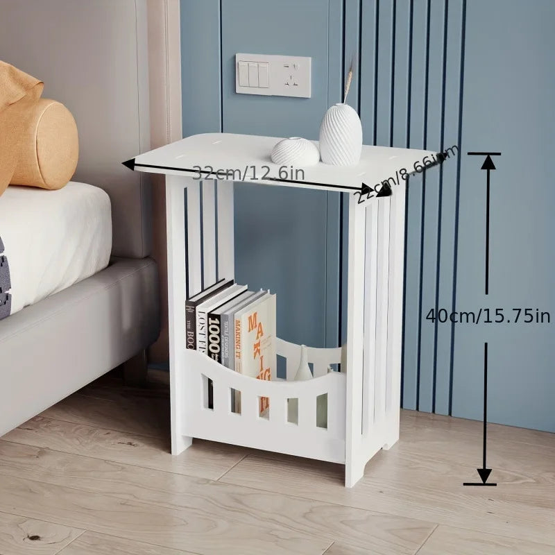 Modern Nordic Style Wooden Storage Table - Multipurpose Bedside & Living Room Organizer, Non-Waterproof Wood Material