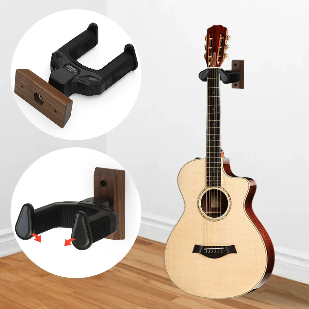 Guitar Wall Mount - Hanger Holder for Acoustic Electric Guitars Bass Ukulele - Solid Wood Wall Stand