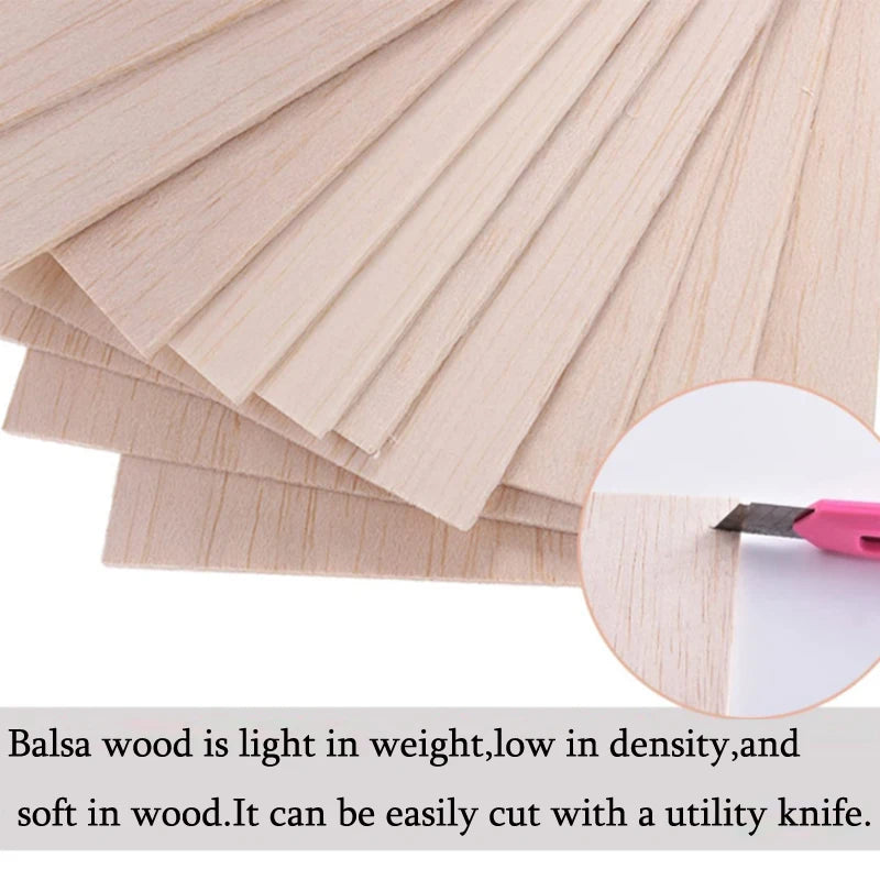 5/10 Pack Balsa Wood Sheets, Natural Unfinished Wood for House Aircraft Ship Boat DIY Wooden Plate Model, School Projects, Craft Project