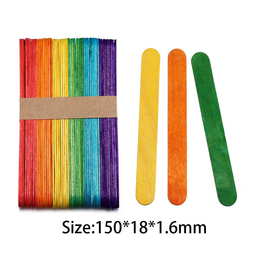 Popsicle Stick Premium Quality 50/100/150pcs - Craft Supplies Sticks - Bulk Popsicle Mixed Sizes Assorted Multi Mini Large Wood Strips - Craft for Kids