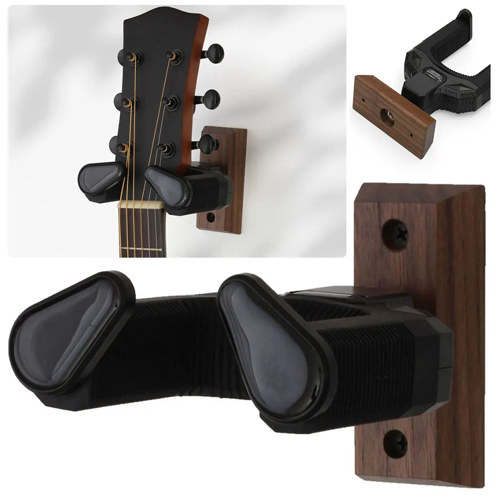 Guitar Wall Mount - Hanger Holder for Acoustic Electric Guitars Bass Ukulele - Solid Wood Wall Stand