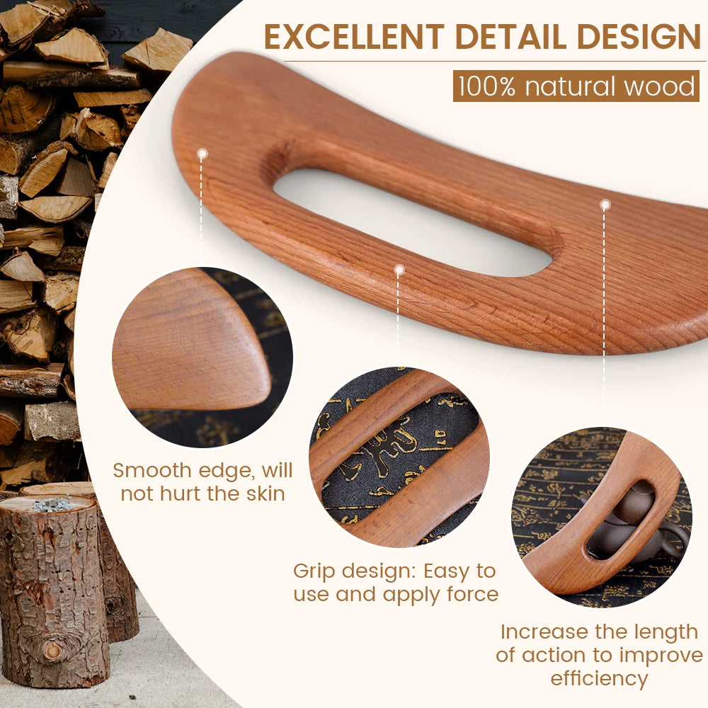 enttgo Body Gua Sha Tool Wooden Lymphatic Drainage Tool,Guasha Massage Tools for Anti Cellulite and Relieve Muscle Fatigue,Wood Therapy Massage Tools for Neck Back Face Leg Facial