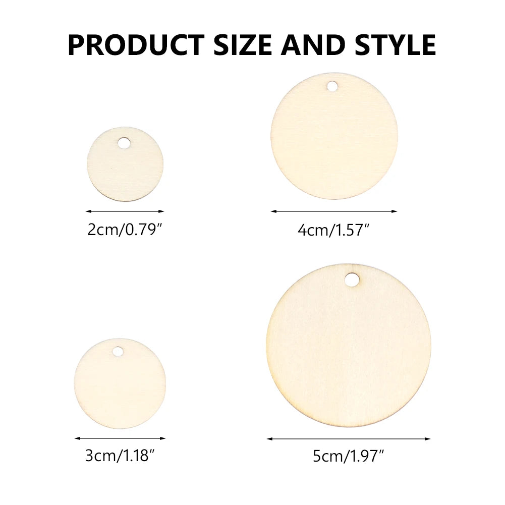 20/30/40/50mm 4 inch Rounds Wooden Tags Unfinished Wooden Round Circles with Holes, Blank Wood Discs Cutouts Wood Circles Ornaments Hanging Tags for DIY Crafts, Party, Christmas, Home Decorations