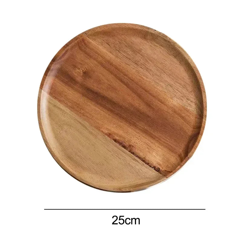 Bamboo Serving Platter, Round Wood Tray, Wooden Serving Tray, Fruit, Bread, Salad Plate, Charcuterie Serving Board